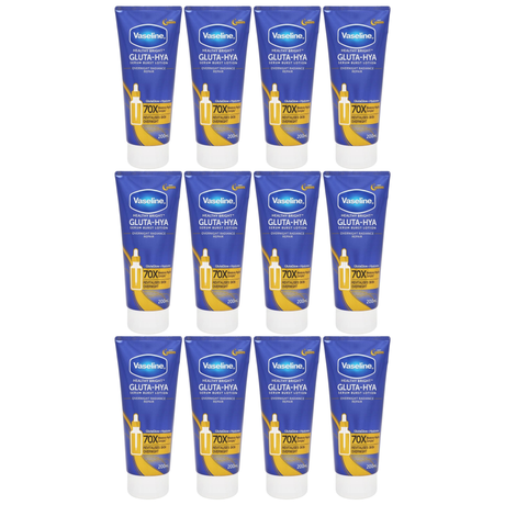 12x Vaseline 200ml Serum Burst Body Lotion Bulk Pack - Healthy Bright Gluta-Hya Overnight Repair