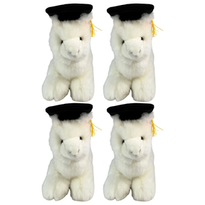 4x Bocchetta Alfredo 25cm Graduation Alpaca Plush Toy Bulk Pack - White (Stuffed Animal Grad Gift)