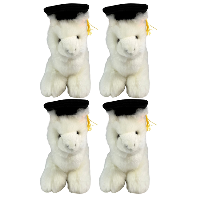 4x Bocchetta Alfredo 25cm Graduation Alpaca Plush Toy Bulk Pack - White (Stuffed Animal Grad Gift)