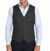 Mens Peaked Vest Waistcoat w/ Knitted Back - Charcoal (Formal/Wedding Suit)