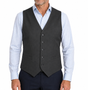 Mens Peaked Vest Waistcoat w/ Knitted Back - Charcoal (Formal/Wedding Suit)