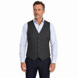 Mens Peaked Vest Waistcoat w/ Knitted Back - Charcoal (Formal/Wedding Suit)