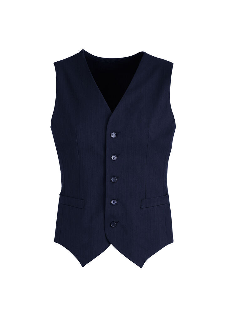 Mens Peaked Vest Waistcoat - Knitted Back Suit Formal Wedding - Navy