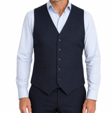 Mens Peaked Vest Waistcoat - Knitted Back Suit Formal Wedding - Navy