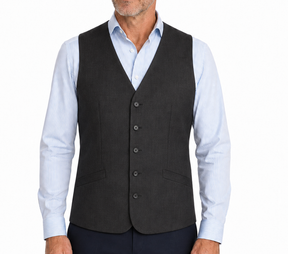 Mens Bamboo Blend Longline Vest Waistcoat w/ Stretch - Charcoal (Business/Formal)