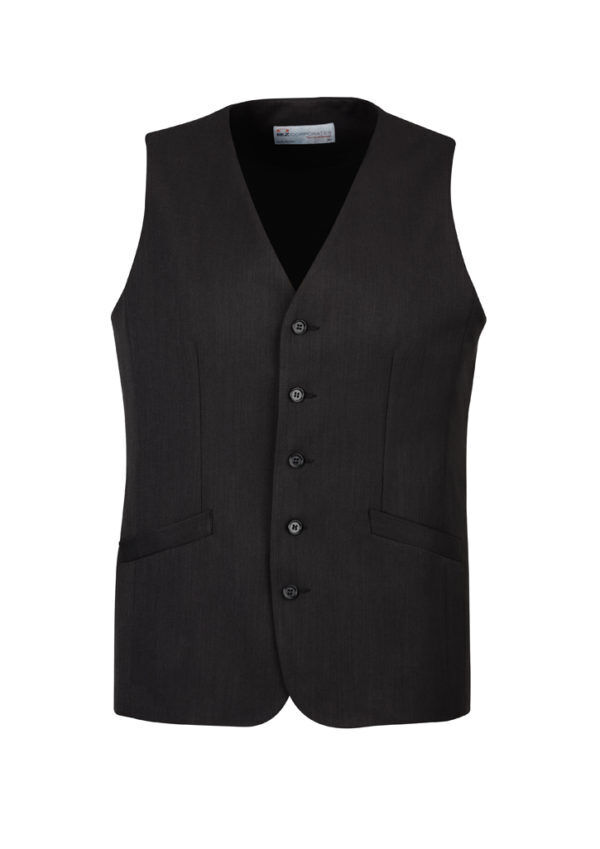 Mens Bamboo Blend Longline Vest Waistcoat w/ Stretch - Charcoal (Business/Formal)
