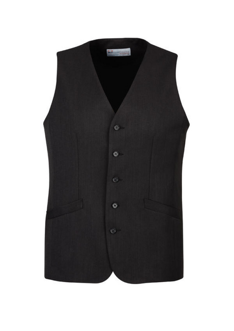Mens Bamboo Blend Longline Vest Waistcoat w/ Stretch - Charcoal (Business/Formal)
