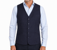 Mens Bamboo Blend Longline Vest Waistcoat - Stretch Business Formal - Navy