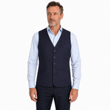 Mens Bamboo Blend Longline Vest Waistcoat - Stretch Business Formal - Navy