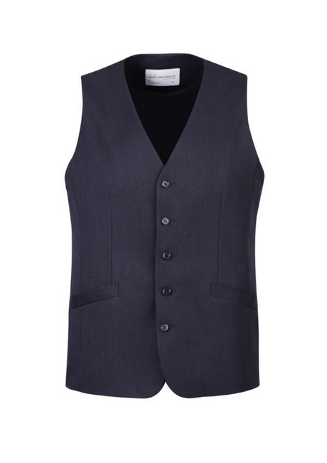 Mens Bamboo Blend Longline Vest Waistcoat w/ Stretch - Navy Blue (Business/Formal)
