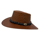 Jacaru 9016 Ostrich Leather Hat - Auburn Brown (Water Resistant & UPF 50+ Made in Australia)