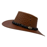 Jacaru 9016 Ostrich Leather Hat - Auburn Brown (Water Resistant & UPF 50+ Made in Australia)