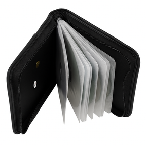Millenium Leather Look CD Wallet - 12 Disc Carry Case - Black