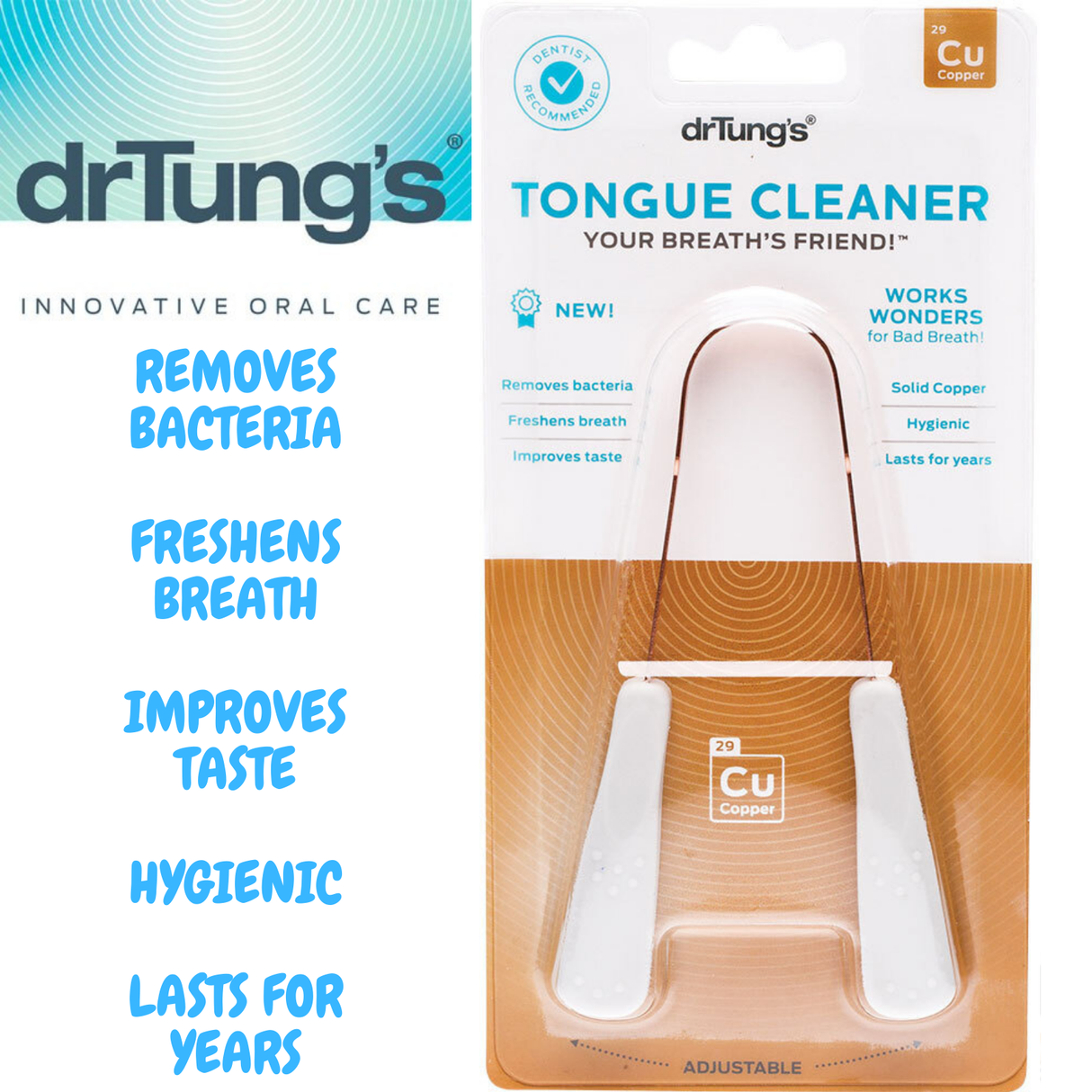 Dr. Tung's Copper Tongue Cleaner Scraper (Dental Hygiene)
