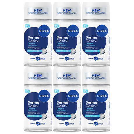 6x Nivea Womens Derma Control 72H Roll-On Antiperspirant Deodorant Bulk Pack - 50ml