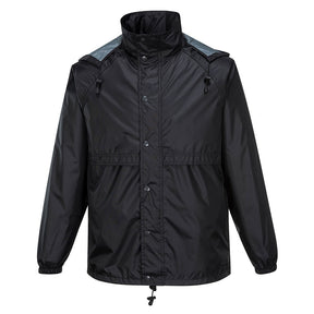 Huski Stratus Mens Waterproof Rain Jacket w/Concealed Hood - Black (Windproof & Packable)