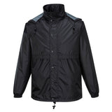 HUSKI STRATUS RAIN JACKET Waterproof Workwear Concealed Hood Windproof Packable - Cobalt