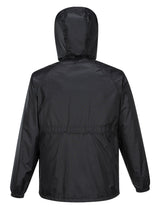 Huski Stratus Mens Waterproof Rain Jacket w/Concealed Hood (Windproof & Packable) - Black