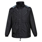 Huski Stratus Mens Waterproof Rain Jacket w/Concealed Hood (Windproof & Packable) - Black