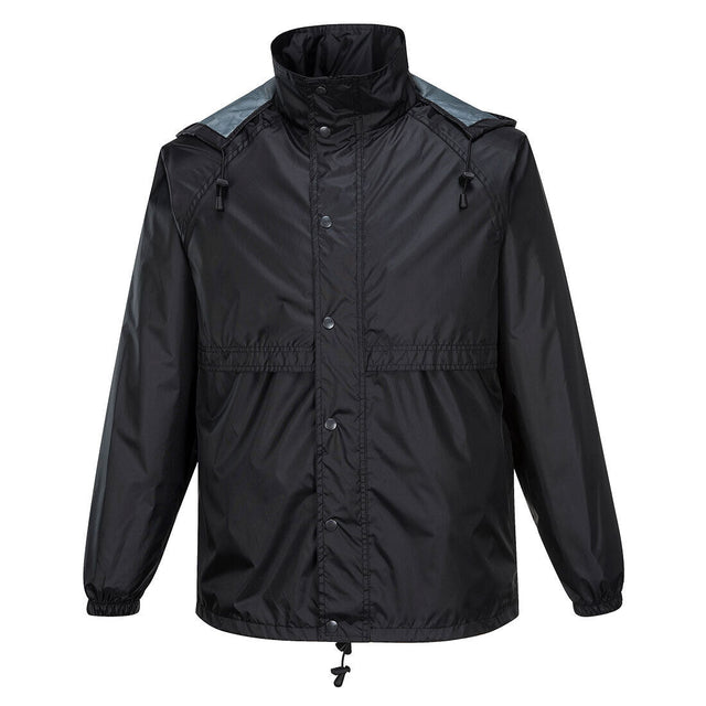 Huski Stratus Mens Waterproof Rain Jacket w/Concealed Hood (Windproof & Packable) - Black