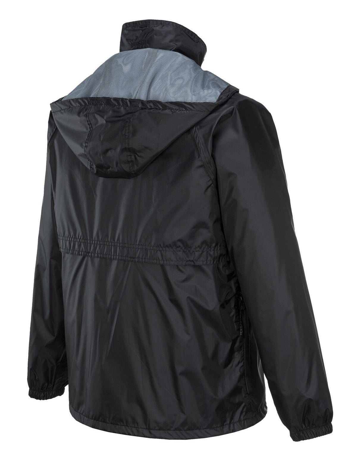 Huski Stratus Mens Waterproof Rain Jacket w/Concealed Hood (Windproof & Packable) - Black