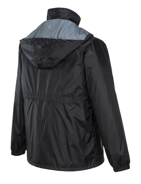 Huski Stratus Mens Waterproof Rain Jacket w/Concealed Hood - Black (Windproof & Packable)