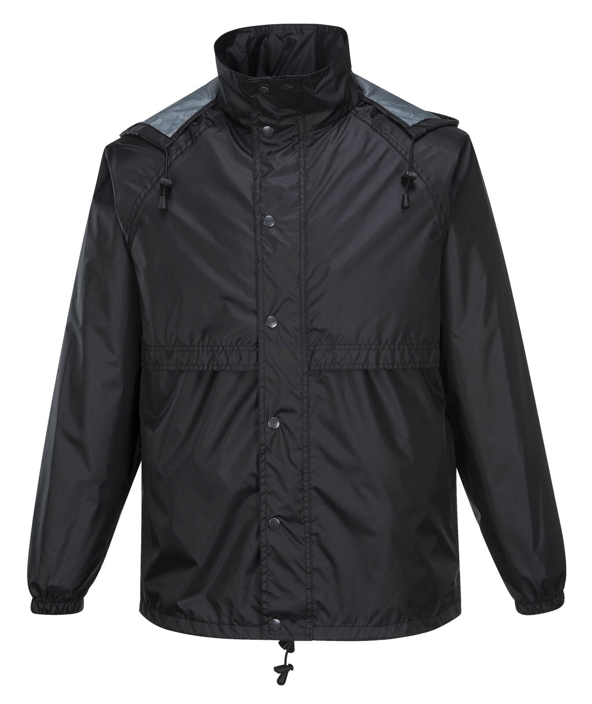 Huski Stratus Mens Waterproof Rain Jacket w/Concealed Hood (Windproof & Packable) - Black