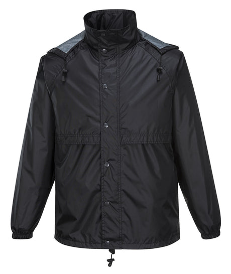 Huski Stratus Mens Waterproof Rain Jacket w/Concealed Hood - Black (Windproof & Packable)