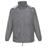 Huski Stratus Mens Waterproof Rain Jacket w/Concealed Hood (Windproof & Packable) - Charcoal