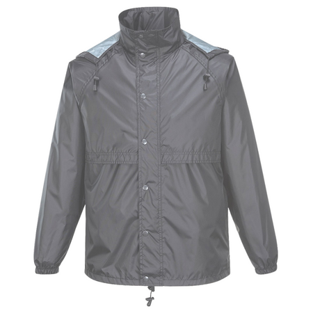 Huski Stratus Mens Waterproof Rain Jacket w/Concealed Hood - Charcoal (Windproof & Packable)