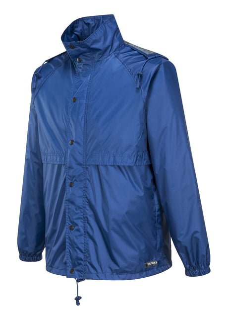 Huski Stratus Mens Waterproof Rain Jacket w/Concealed Hood - Cobalt Blue (Windproof & Packable)