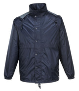 Huski Stratus Mens Waterproof Rain Jacket w/Concealed Hood (Windproof & Packable) - Navy Blue