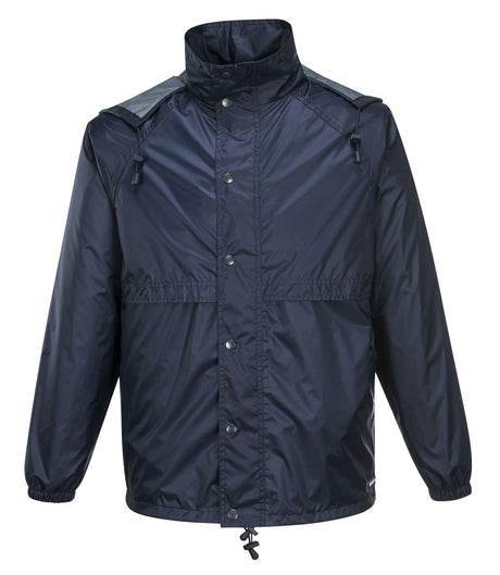 Huski Stratus Mens Waterproof Rain Jacket w/Concealed Hood - Navy Blue (Windproof & Packable)