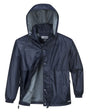 Huski Stratus Mens Waterproof Rain Jacket w/Concealed Hood - Navy Blue (Windproof & Packable)