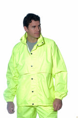 HUSKI STRATUS RAIN JACKET Waterproof Workwear Concealed Hood Windproof Packable - Black
