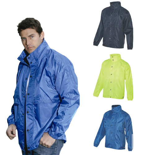 HUSKI STRATUS RAIN JACKET Waterproof Workwear Concealed Hood Windproof Packable - Black
