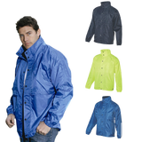HUSKI STRATUS RAIN JACKET Waterproof Workwear Concealed Hood Windproof Packable - Black