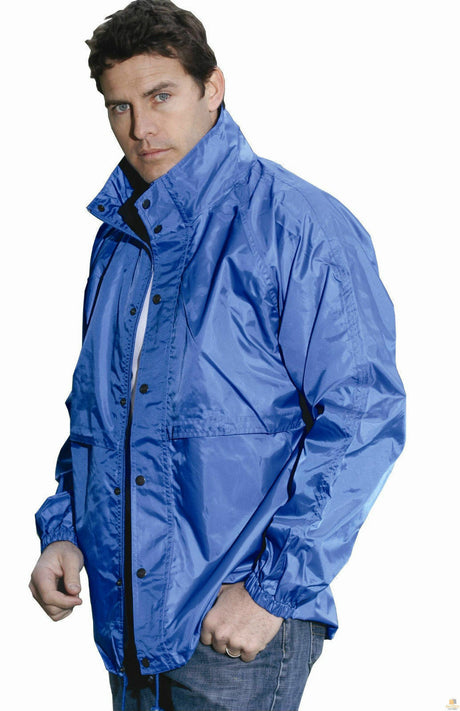 HUSKI STRATUS RAIN JACKET Waterproof Workwear Concealed Hood Windproof Packable - Black