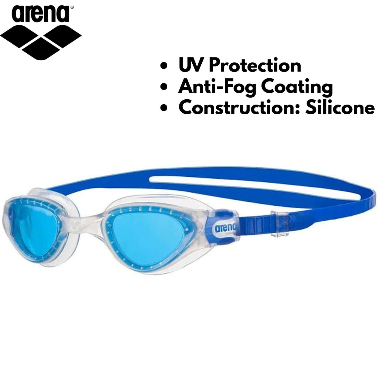 Arena Adult Cruiser Swimming Goggles - Blue (Soft Wide Vision)
