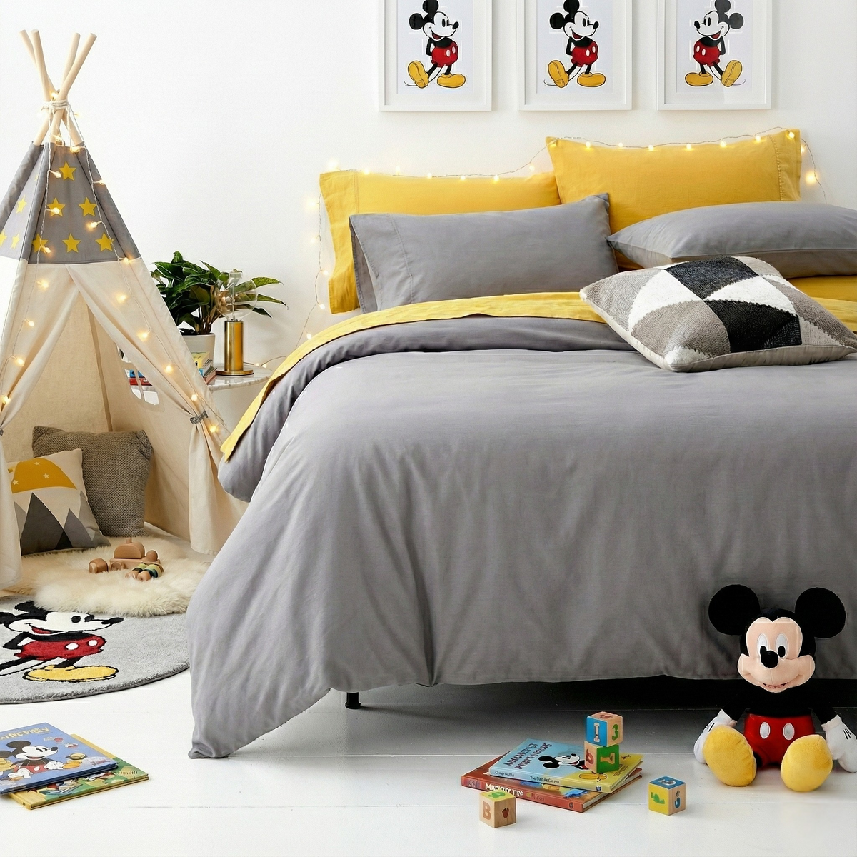 Park Avenue European Vintage Washed Cotton Kids Quilt Cover Set - Coal