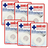 6x Band-Aid First Aid Non-Irritating Paper Tape 2.5cm x 9.1m
