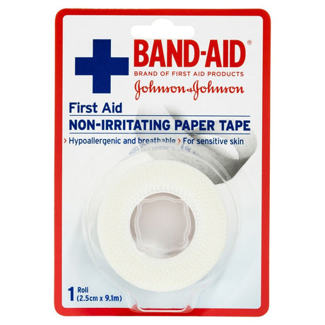 6x Band-Aid First Aid Non-Irritating Paper Tape 2.5cm x 9.1m