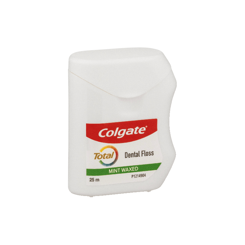 6x Colgate Total Dental Floss Mint 25m Bulk Pack - Waxed Plaque Removal Gum Care