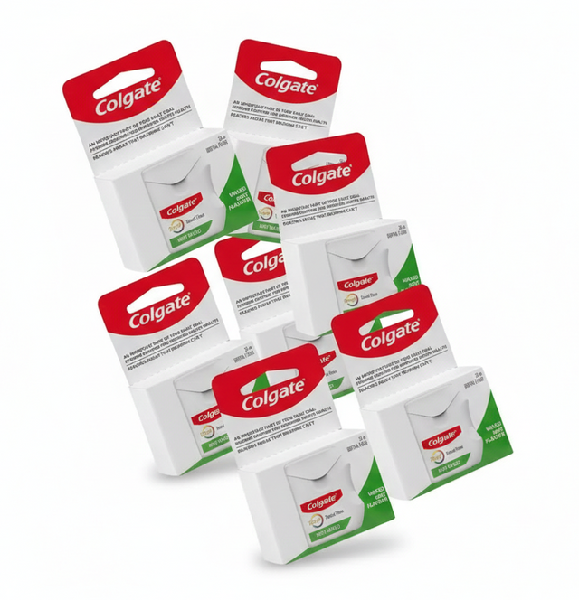 6x Colgate Total Dental Floss Mint 25m Bulk Pack - Waxed Plaque Removal Gum Care