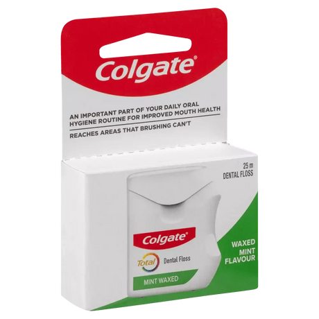 6x Colgate Total Dental Floss Mint Waxed Plaque Removal Gum Care - 25m