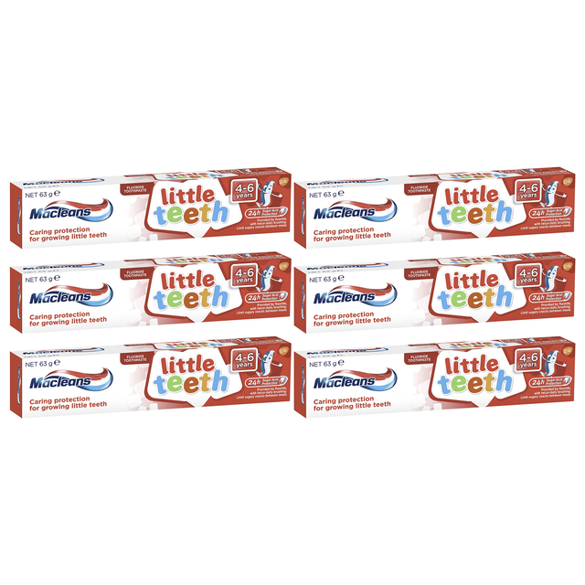 6x Macleans 63g Fluoride Little Teeth Toothpaste Bulk Pack - Bubble Mint (Kids 4-6 Years)