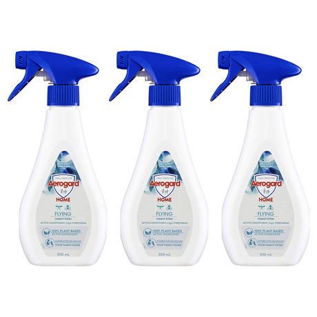 3x Aerogard Home Flying Insect Killer 300ml Bulk Pack - 100% Plant Based Active Ingredient
