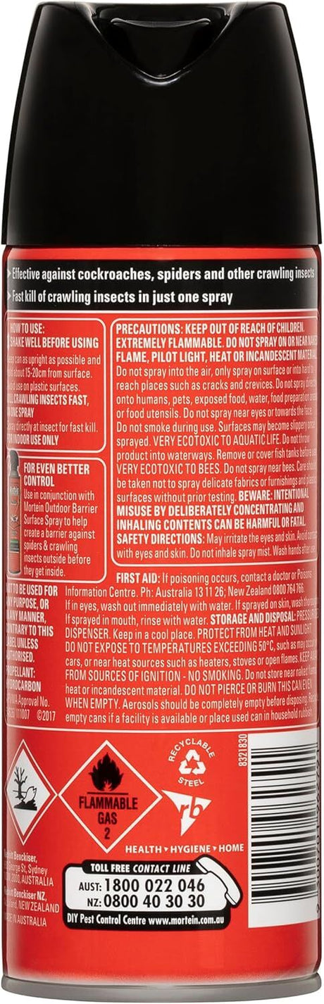 Mortein Fast Knockdown Odourless Surface Spray 250g - Crawling Insect Killer