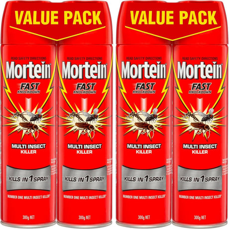 4x Mortein Fast Knockdown Multi-Insect Killer Surface Spray 300g - 2 Packs of 2