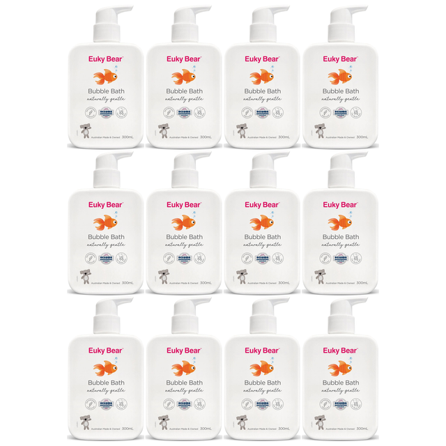 12x Euky Bear 300ml 3-in-1 Kids Bubble Bath Bulk Pack - Hair, Body & Bath (Sensitive Skin)
